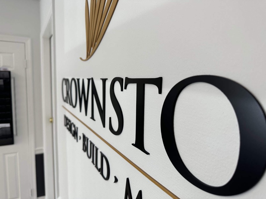 Dimensional wall lettering reading Crownstone