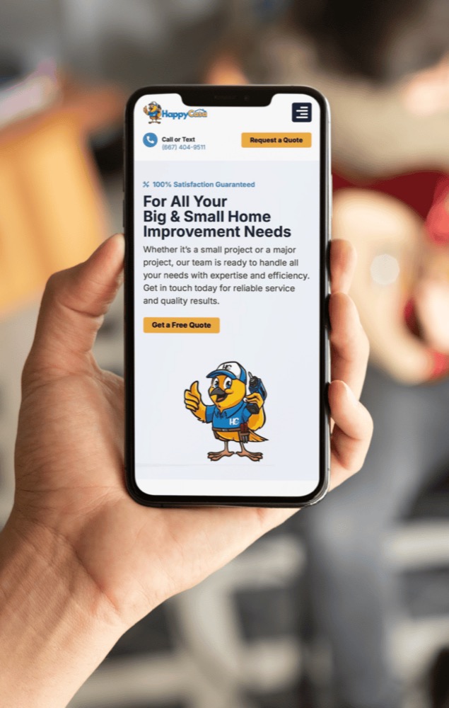 A phone showing a website we designed