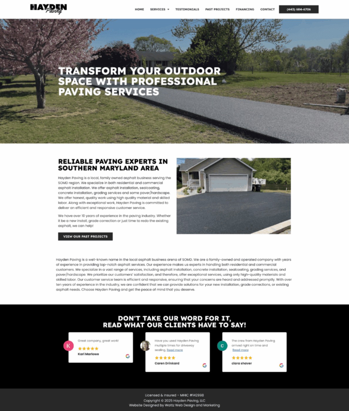 Hayden Paving LLC website